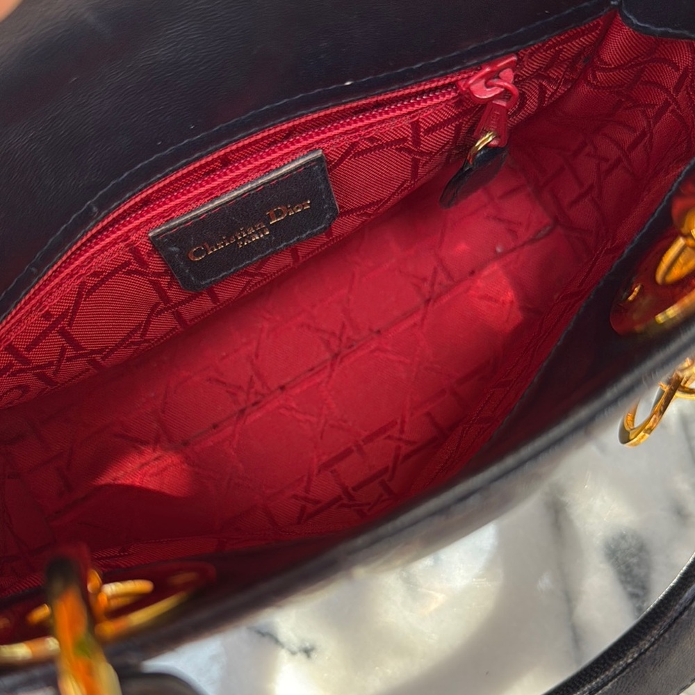 Vintage Dior Navy with Gold Hardware Satchel with Iconic Quilting - Picture 9 of 11